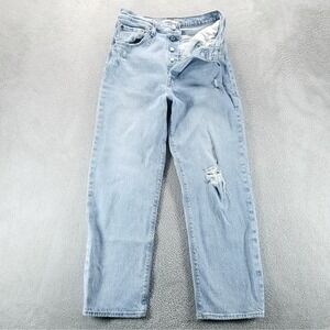 Levis Jeans Womens 30 Blue Ribcage Straight Ankle Distressed Light Wash
